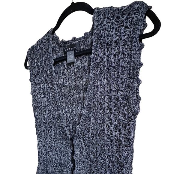 Venue 90s Crochet Knit Mid-Length Charcoal Vest size Medium - Picture 7 of 9